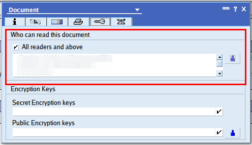 Document properties showing read access