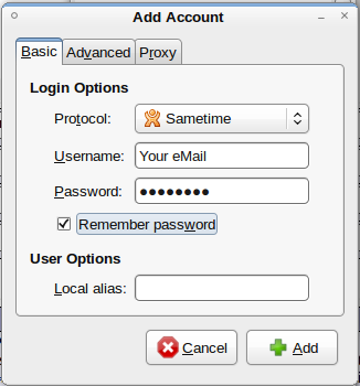 Pidgin account settings