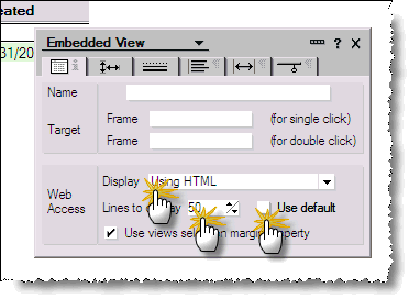 Selecting Embedded View Properties